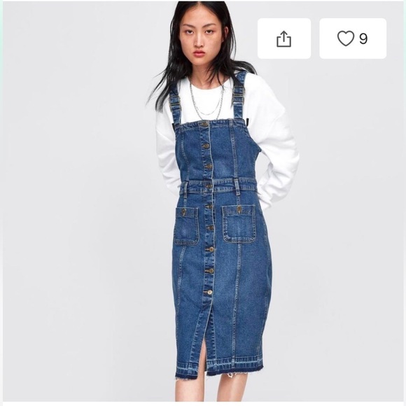 Zara Dresses & Skirts - ZARA DENIM CORSET OVERALL MIDI DRESS RAW FRAYED HEMLINE SIZE MEDIUM NWT